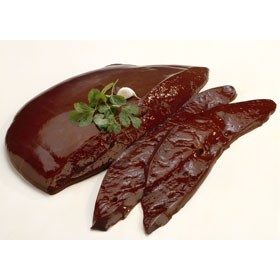 Foie de boeuf coupé en tranches